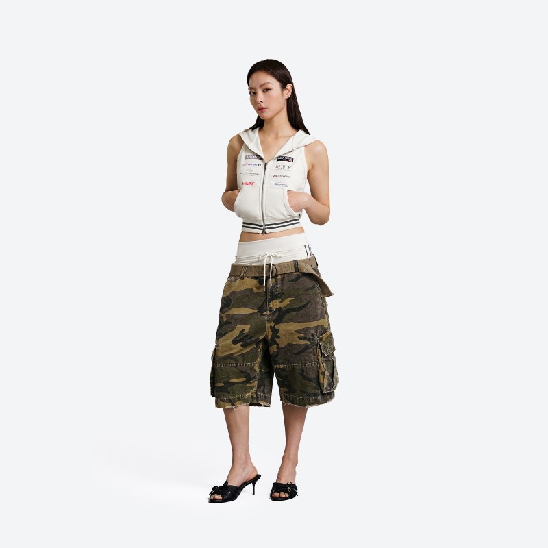 Camo Cargo Midi Shorts